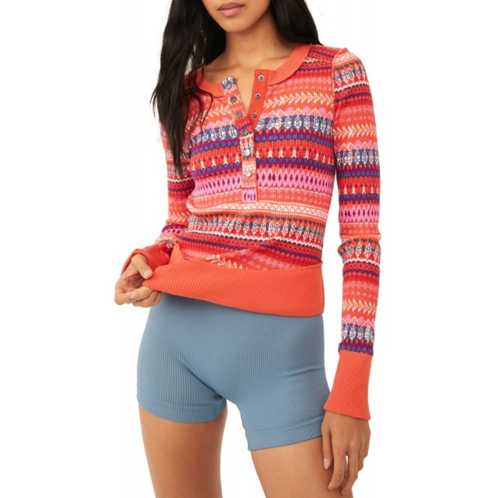 Free People Rally Printed Layer, size M, fired up combo
